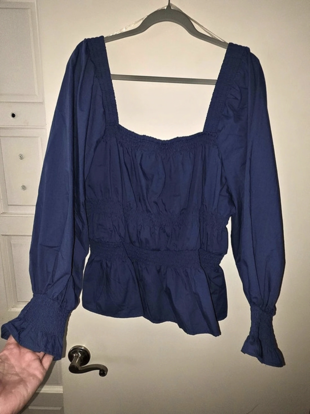New Look Square Neck Long Sleeve Blouse in Blue Size 3X Like New